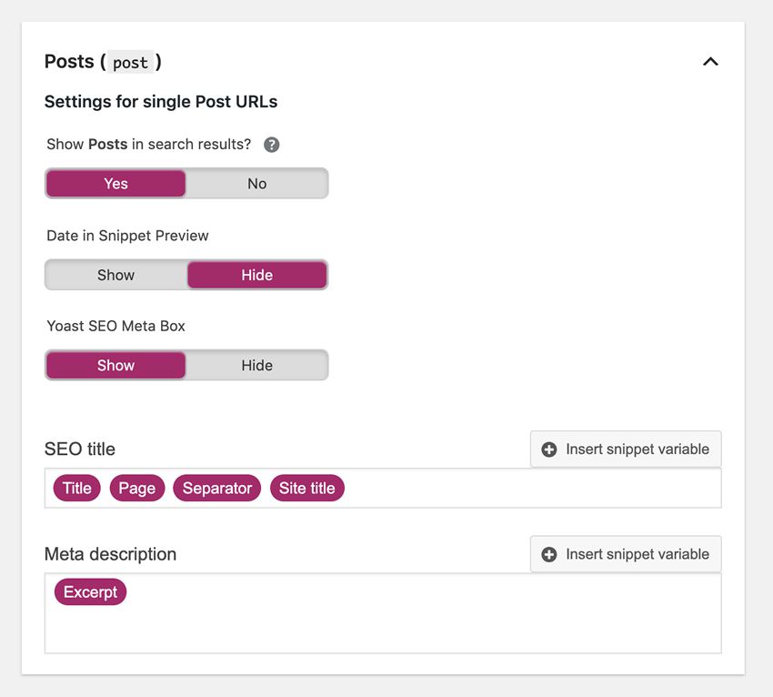 wordpress default post settings