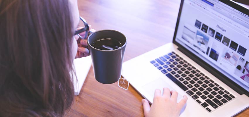 Woman browsing a website.