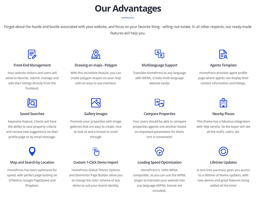 HomePress feature information.