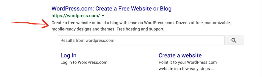 wordpress meta description in search