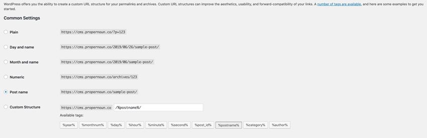 wordpress permalinks