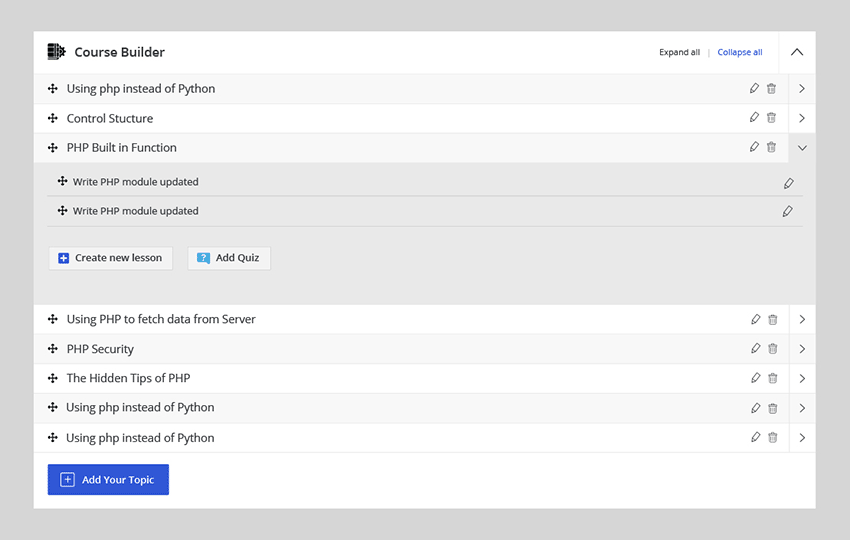 Tutor LMS Course Builder.