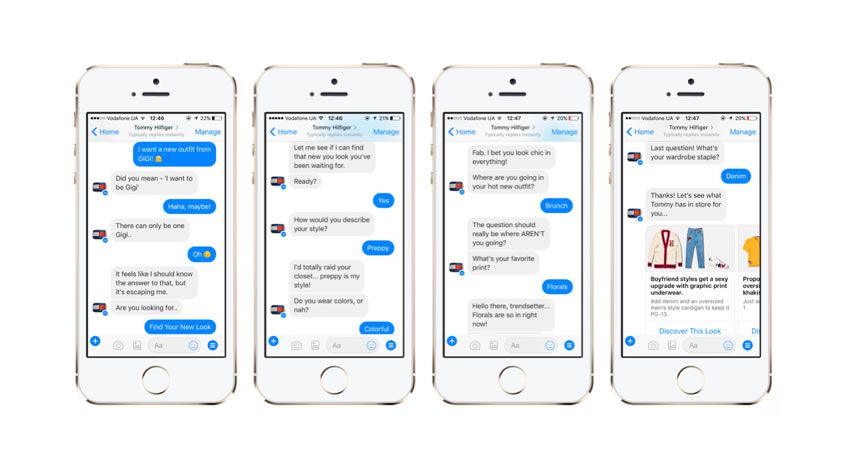 Example of chatbots in action on mobile device