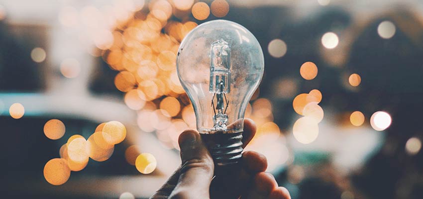 A person holding a lightbulb.
