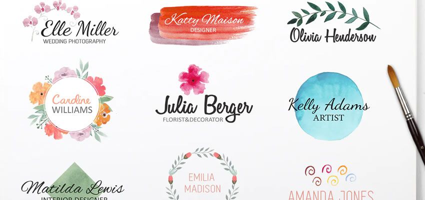 Watercolor clever typography in logo design