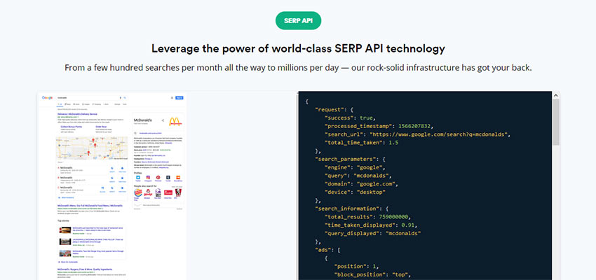 An example of serpstack API results.