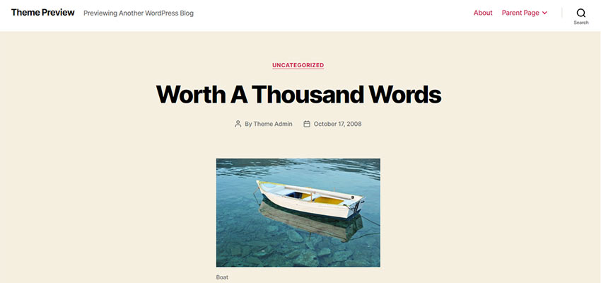 WordPress Twenty Twenty theme preview.