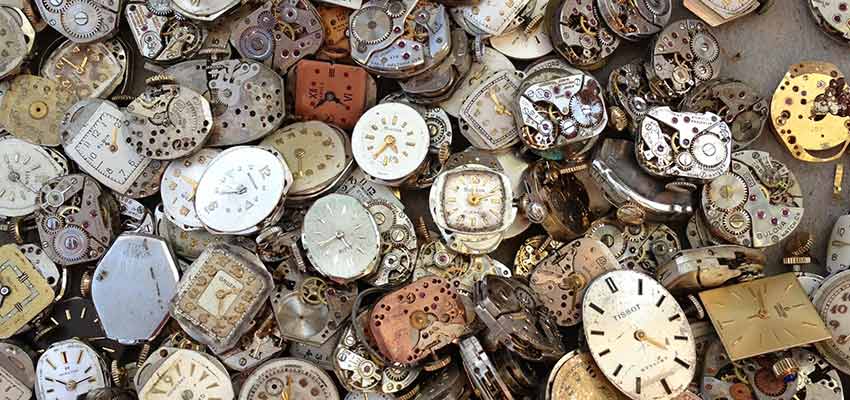 A pile of clocks.