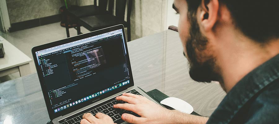 A person writing code.