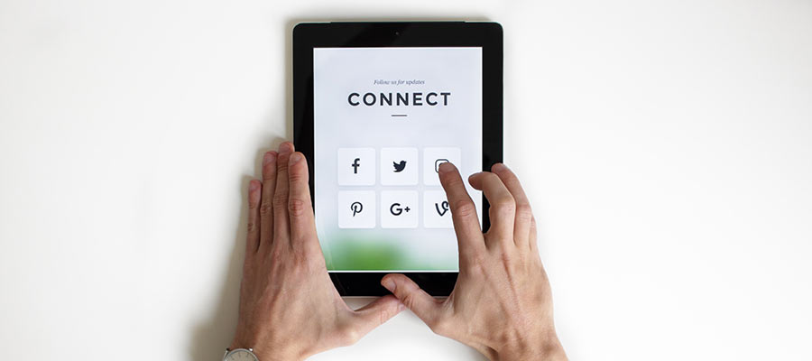 A person using a tablet device.