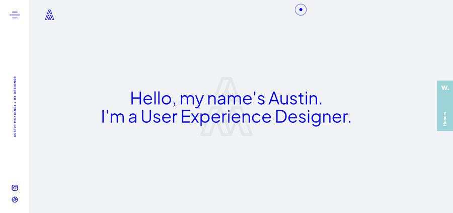 Austin McKinney Sticky Vertical Navigation Web Design Inspiration