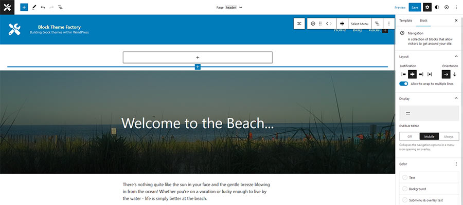 Customizing the Blockbase theme with the WordPress site editor.