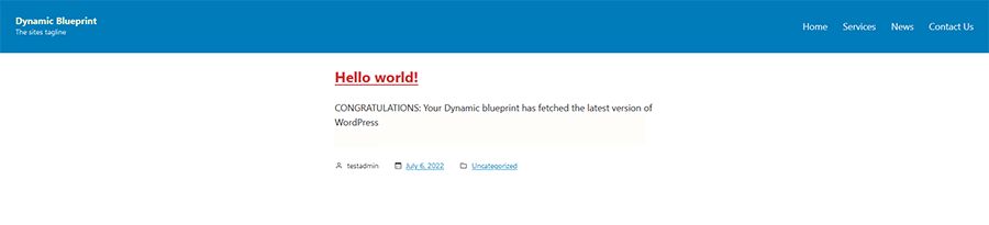 The custom block theme in its new destination.